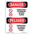 Signmission Safety Sign, OSHA, 24" Height, Aluminum, Combustible No Smoking Open Flames Spanish OS-DS-A-1824-VS-1073